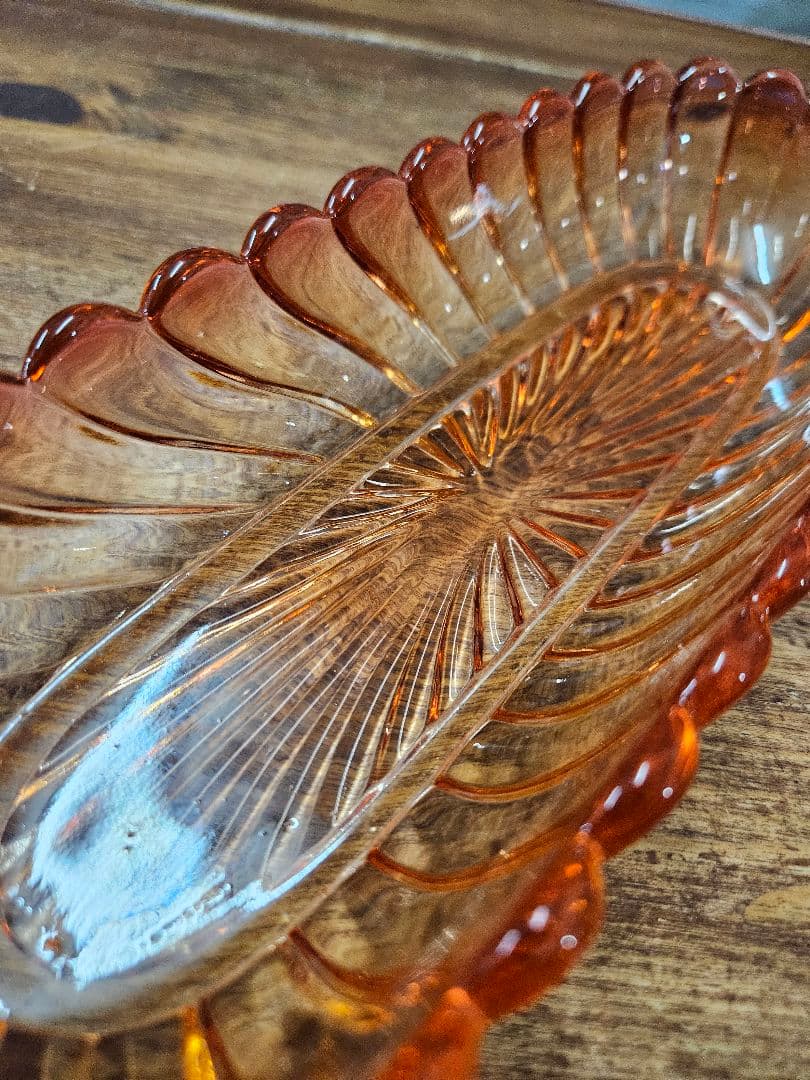 美品 オールドバカラ BACCARAT バンブーローズ トレイ クランベリー硝子