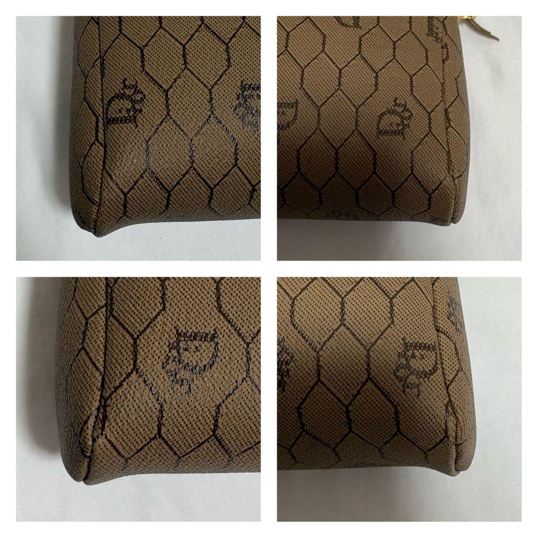 クリスチャンディオール ハニカム柄 総柄 チェーン ショルダーバッグ pvc 茶