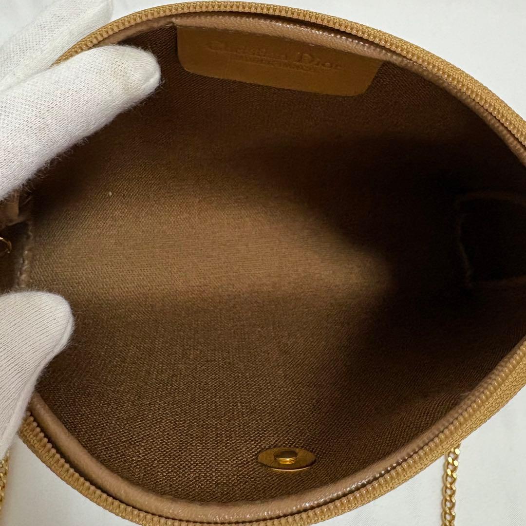 クリスチャンディオール ハニカム柄 総柄 チェーン ショルダーバッグ pvc 茶