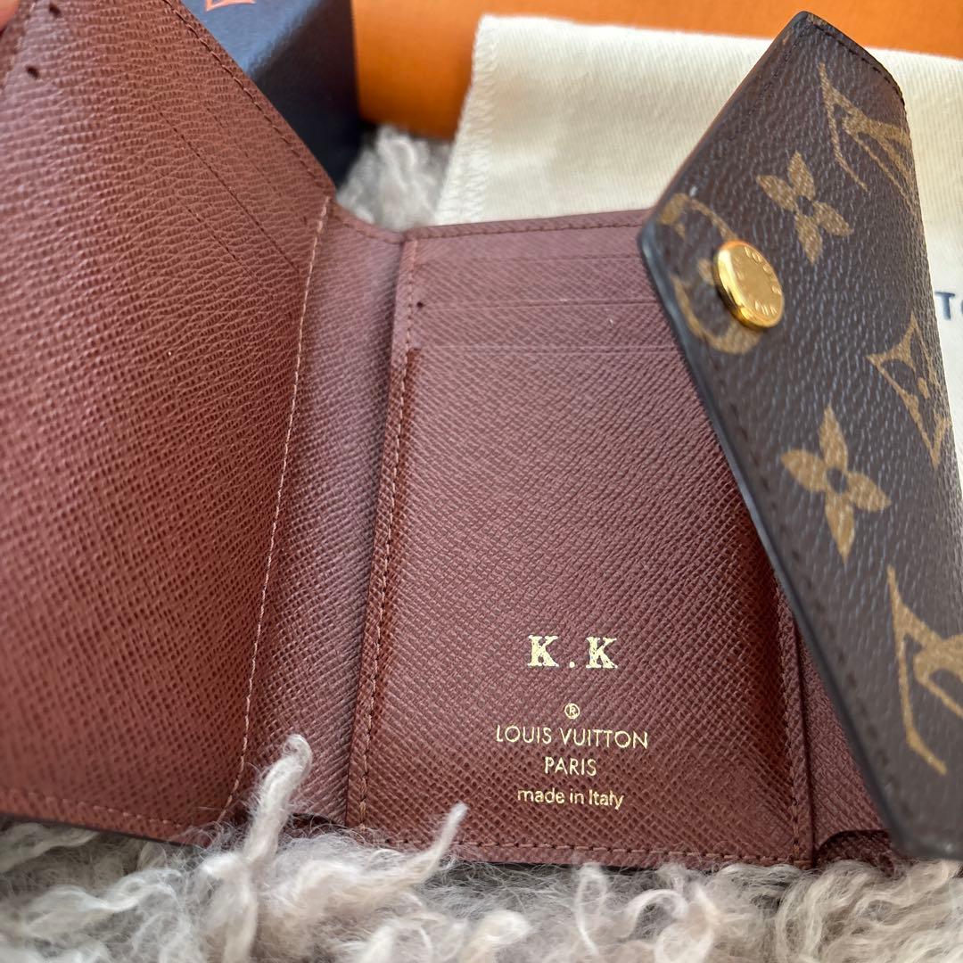 Louis Vuitton 三つ折り財布 ブラウン イニシャル入り K,K