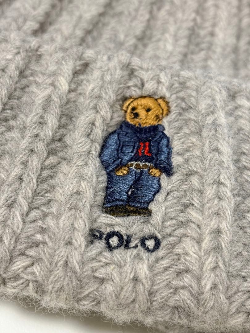 ⭐️ポロラルフローレン⭐️ポロベアポンポン付きニット帽ビーニーグレー