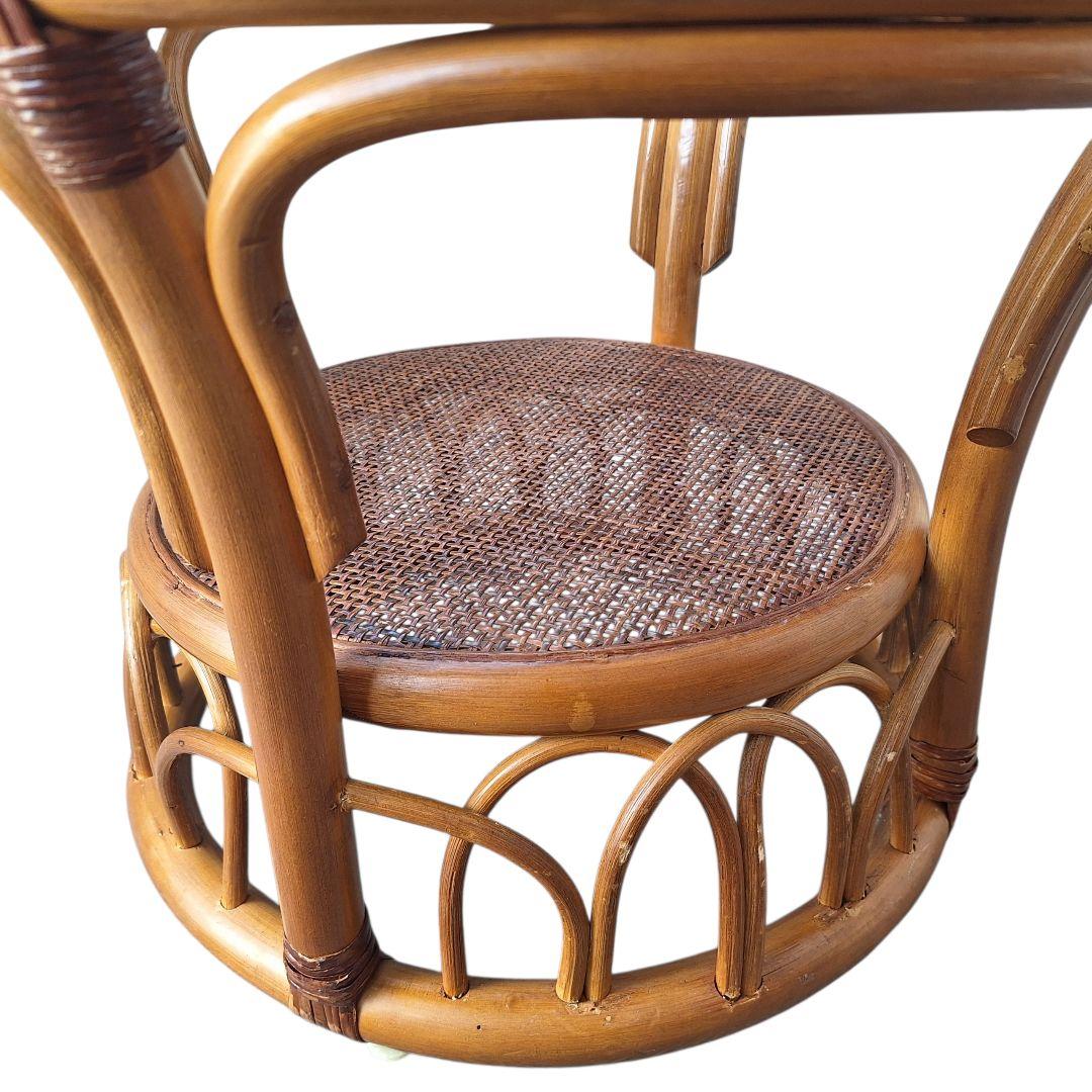 【良品】ヴィンテージ ラタン サイドテーブル ガラス