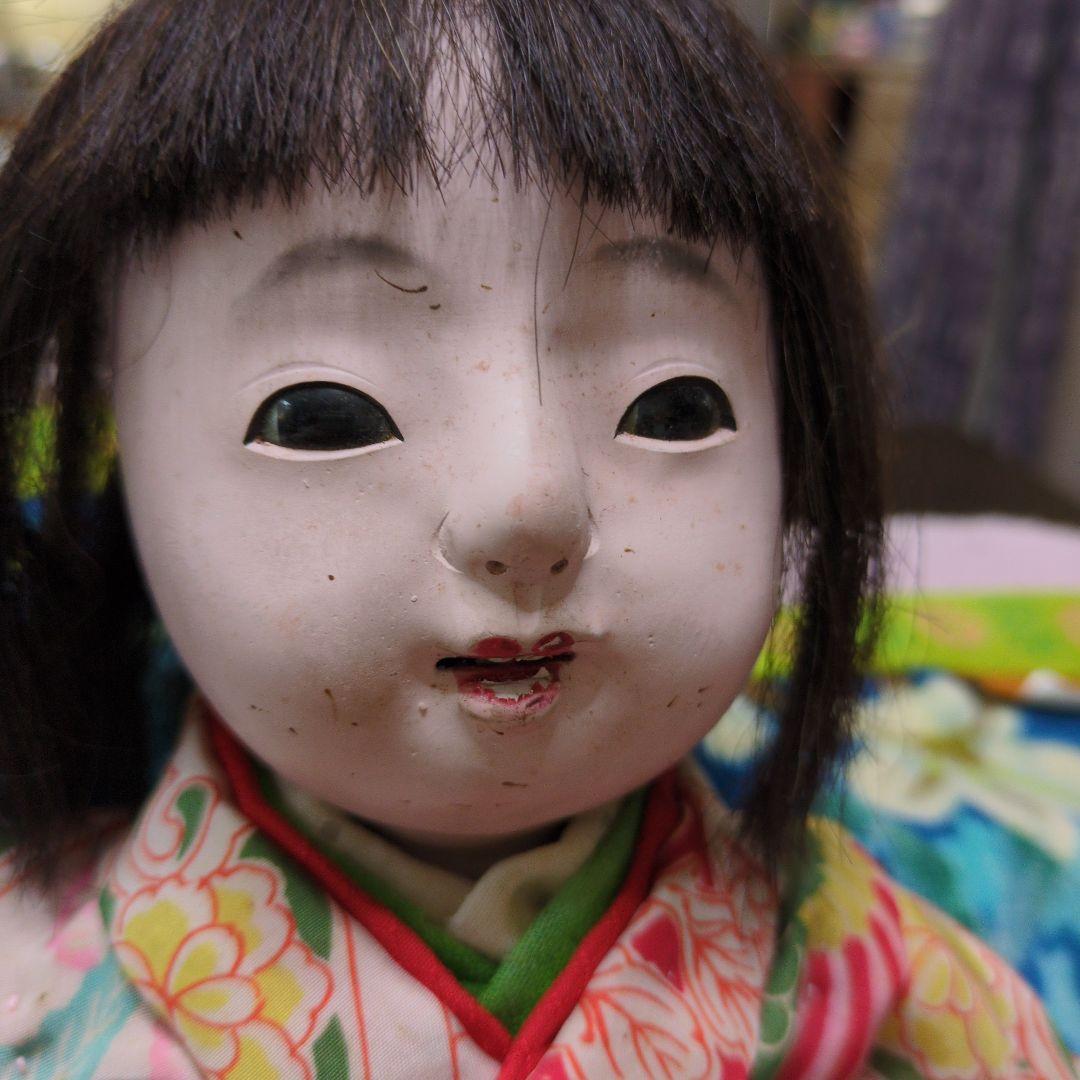 超可愛市松人形　縮緬座布団大正時代