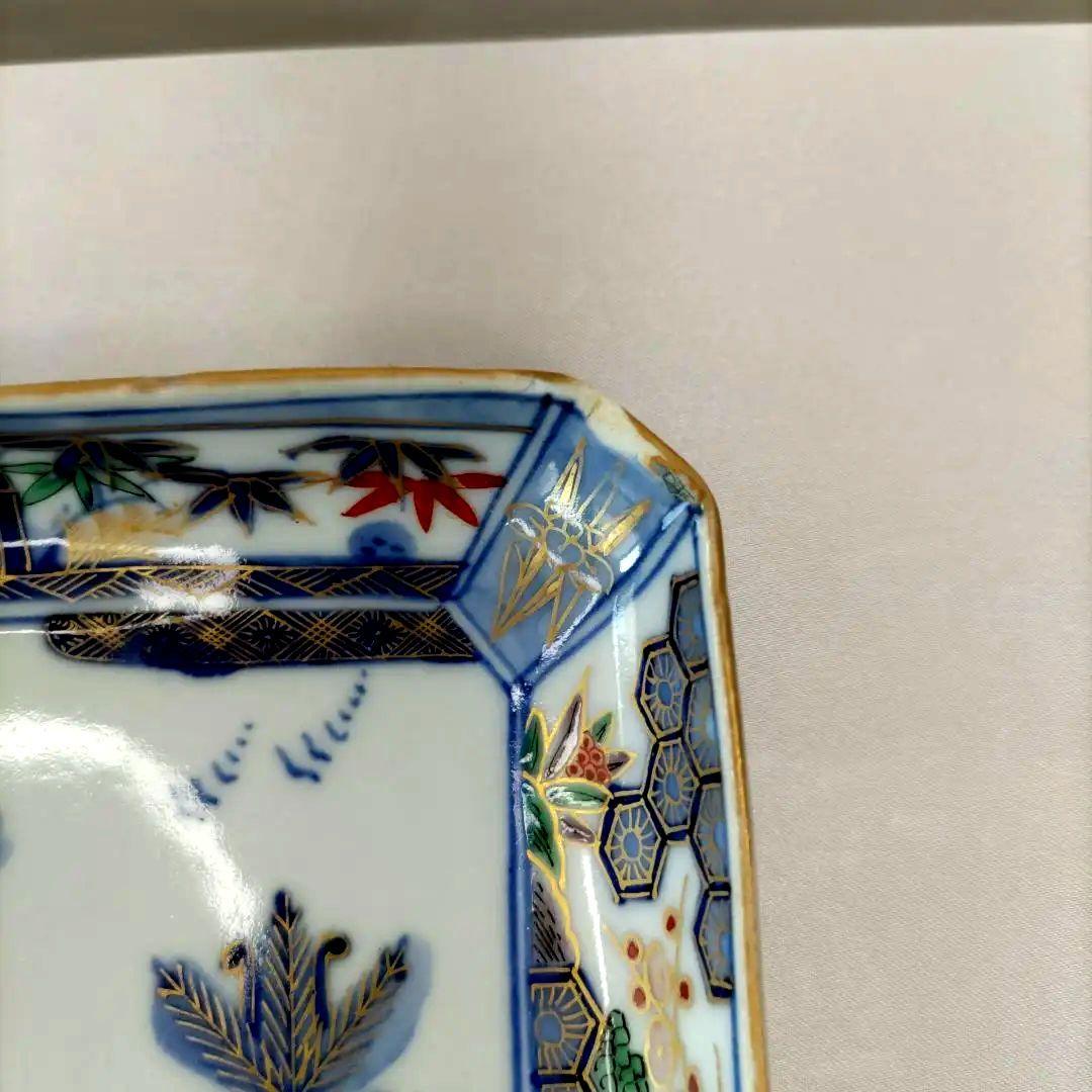 骨董　有田焼　伊万里焼　古伊万里　金彩　色絵　小皿　長角皿　角皿　5客セット