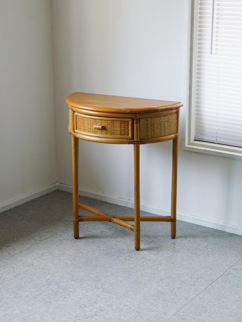 vintage コンソール サイドテーブル 藤家具 ラタン　和モダン レトロ