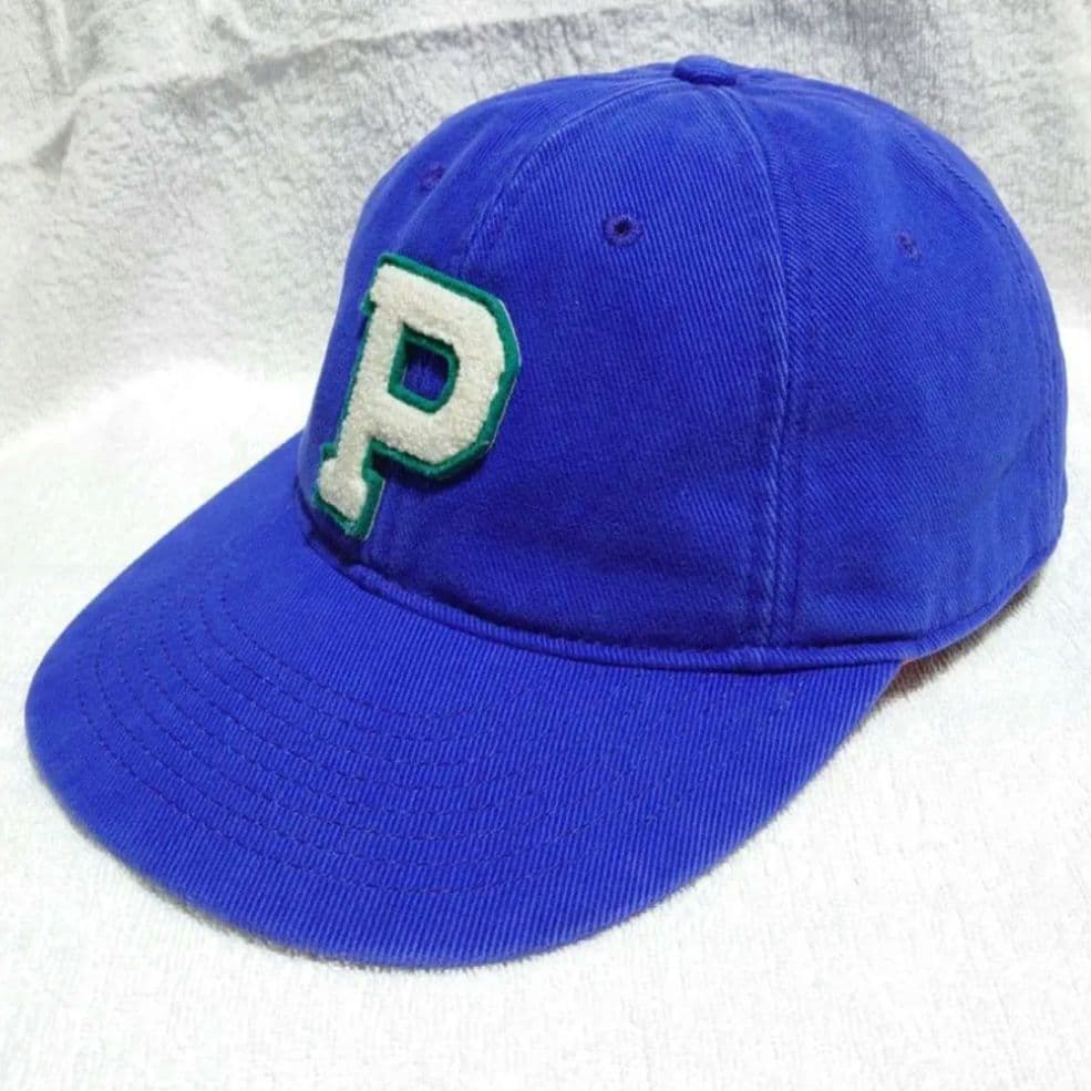 【ラルフローレン】キャップ P ロゴ コットンツイル 牛革 本革 ブルー