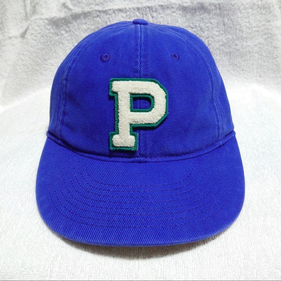 【ラルフローレン】キャップ P ロゴ コットンツイル 牛革 本革 ブルー