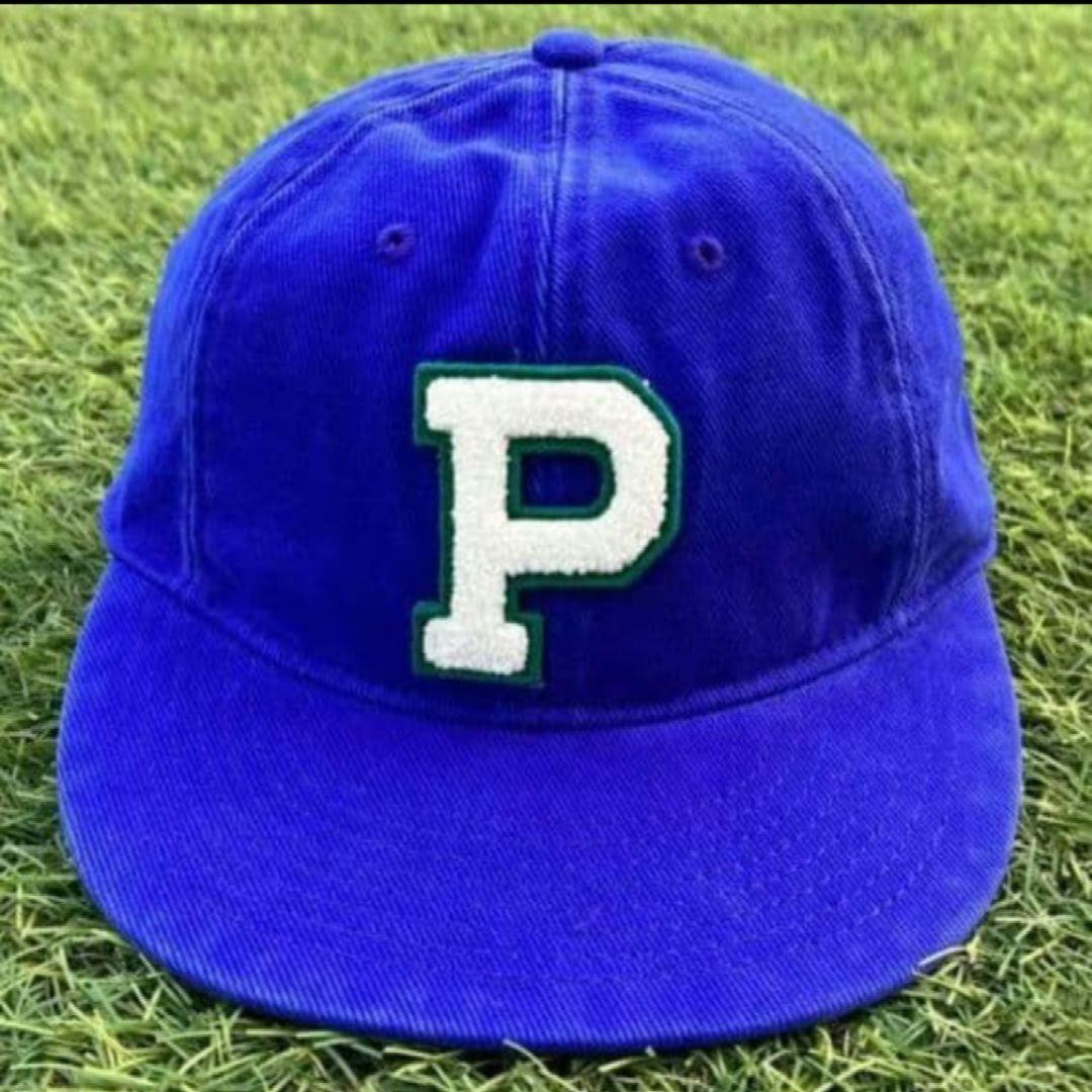 【ラルフローレン】キャップ P ロゴ コットンツイル 牛革 本革 ブルー