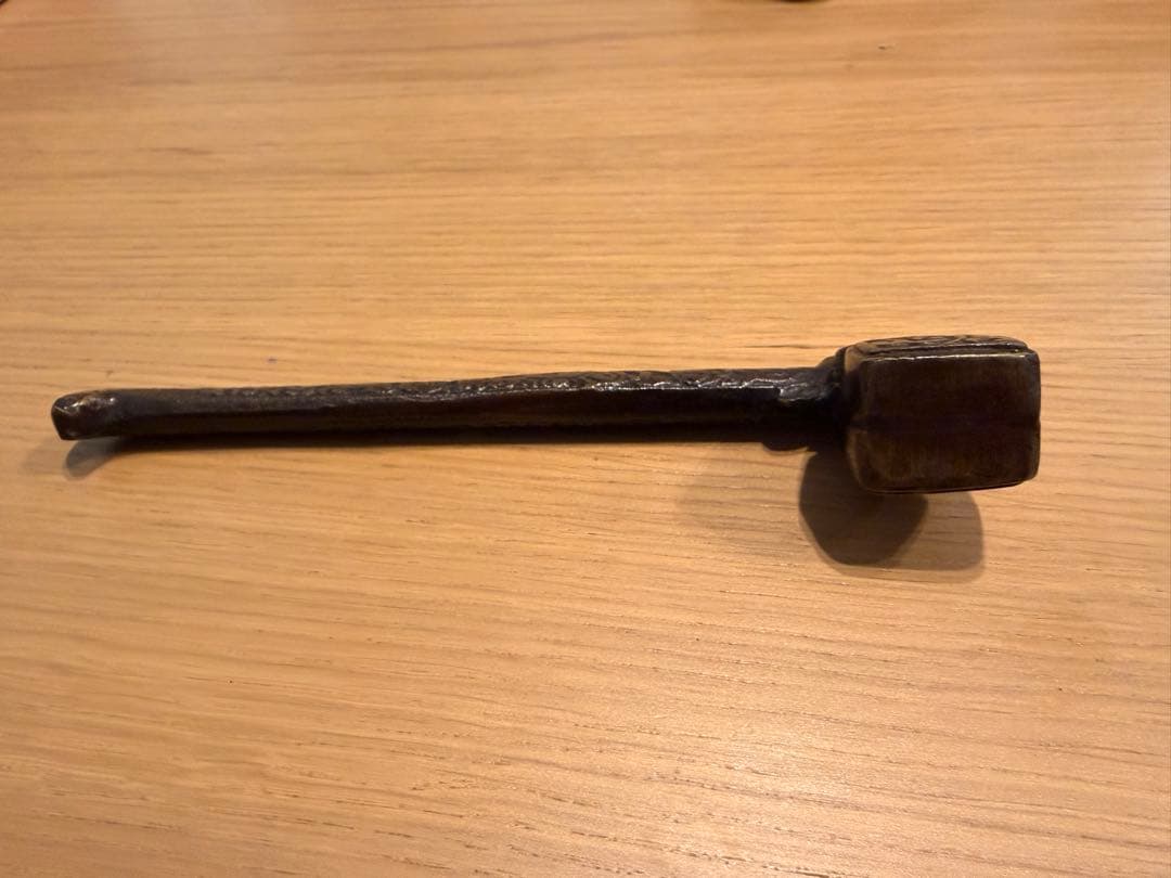 【骨董品】明治時代 龍紋/唐草彫刻 銅製 矢立 携帯用筆記具 アンティークA