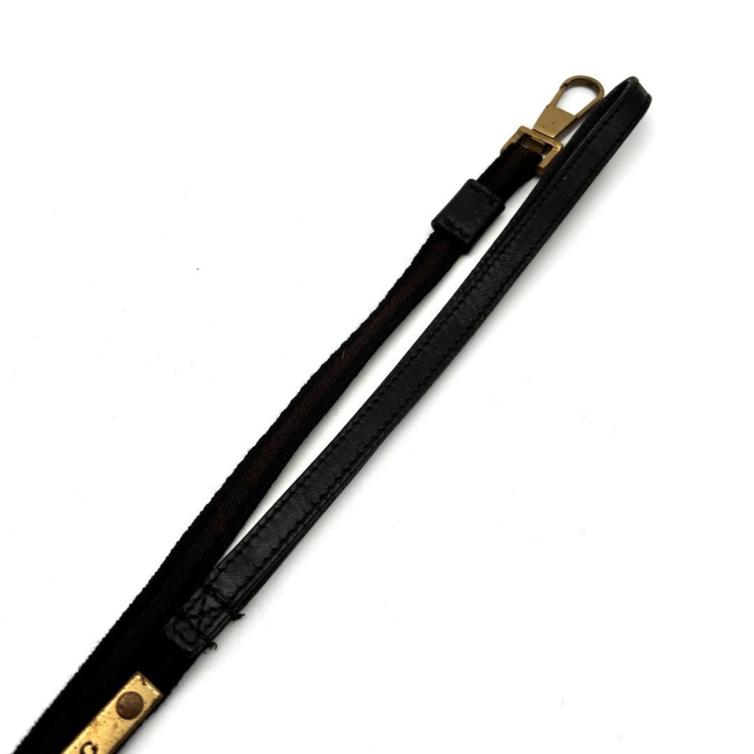 美品・レア GUCCI DOG 犬 リード お散歩 ロゴ金具 ライン 黒 茶