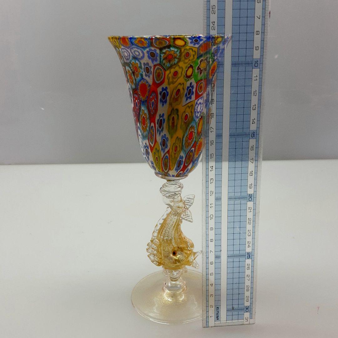 MURANO ムラノ ミルフィオリ 金彩 ドルフィン モチーフ グラス