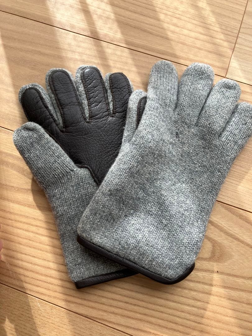UGG ウール レザー 手袋 S/M グレー