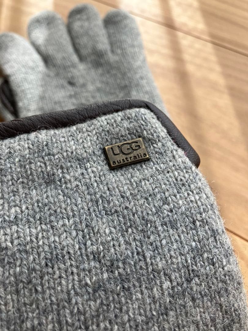 UGG ウール レザー 手袋 S/M グレー