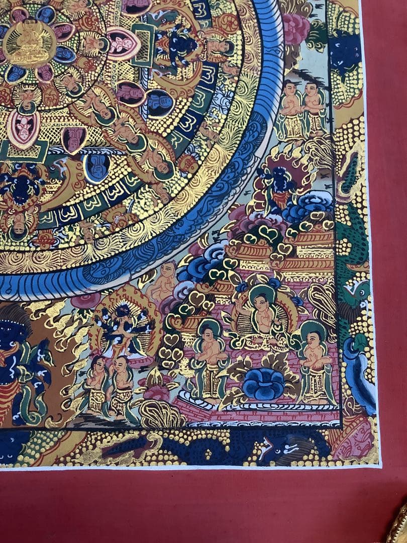 《 チベット密教　新品　1点物 》 手描き　タンカ　曼荼羅　マンダラ　48