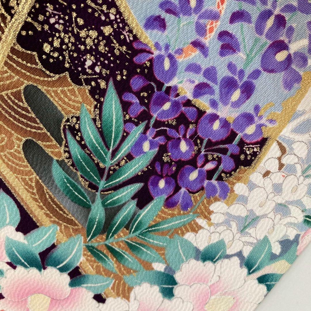 振袖 流れるデザイン 雲取 乱菊 金彩 正絹 広衿 袷 着物 U-4970