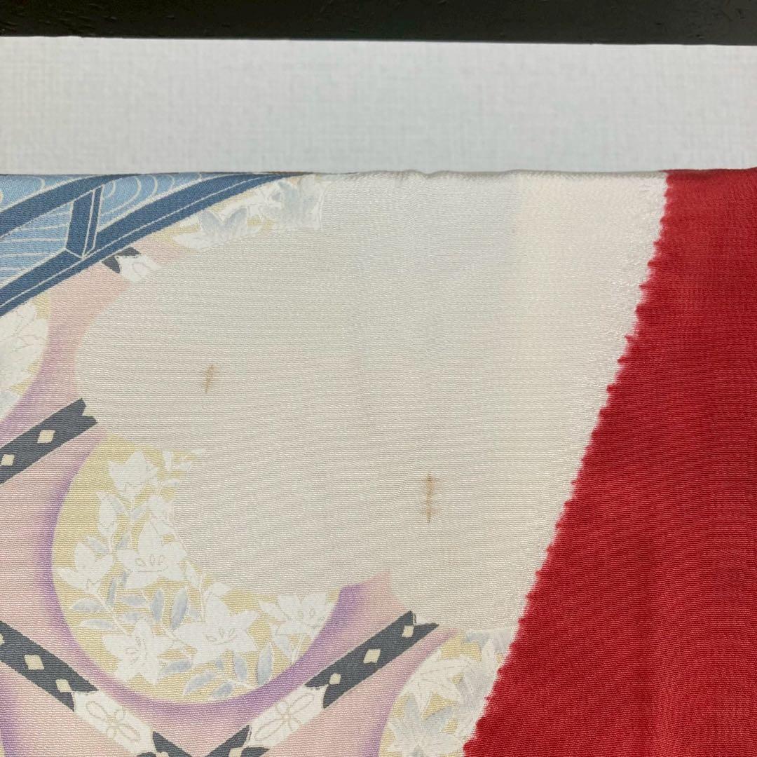 振袖 流れるデザイン 雲取 乱菊 金彩 正絹 広衿 袷 着物 U-4970