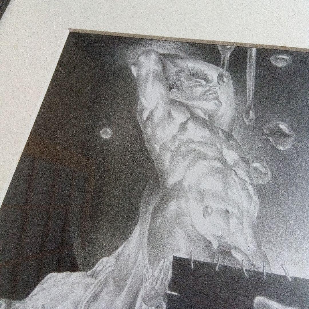 建石修志　鉛筆画 　直筆　サイン　署名　原画　デッサン