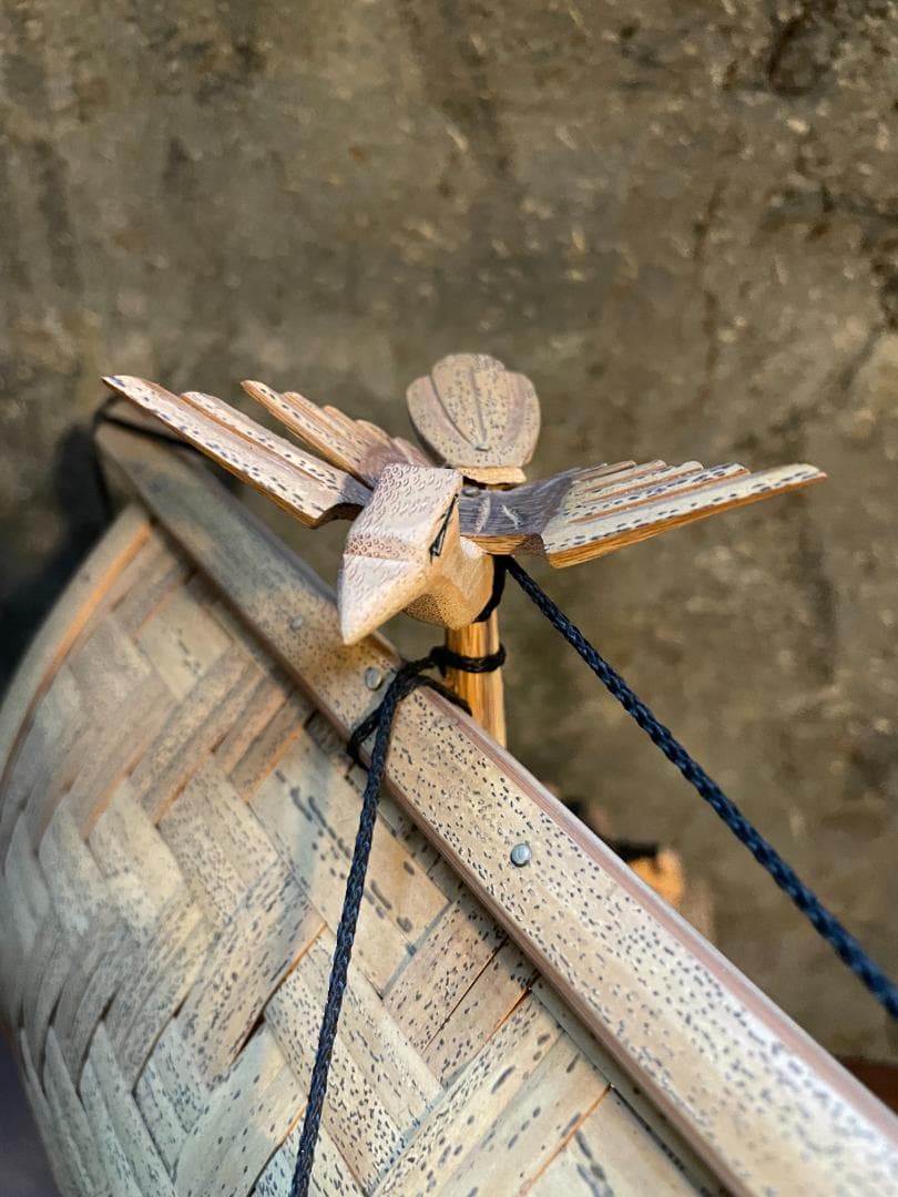 希少 帆船 模型 竹製 木造 宝船 和船 工芸品 舟 置物 ヴィンテージ 中型