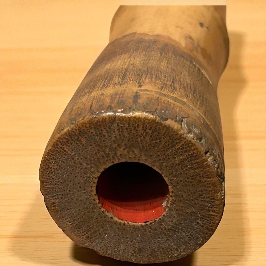 稀少品✨山宮銘 尺八 2尺 59cm 内朱仕上げ 和楽器 本格竹製 赤漆仕上げ