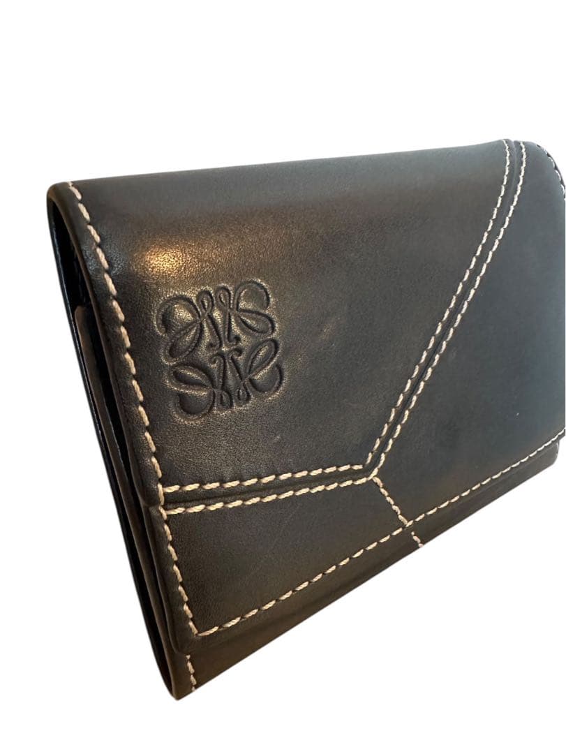 『極美品』LOEWE ブラックレザー 三つ折り財布