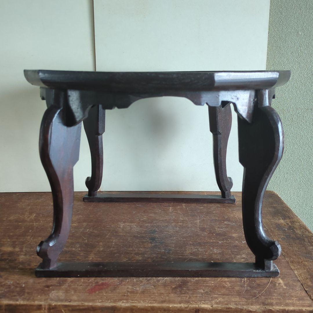 骨董 李朝 ソバン 小盤 李朝 お膳　花形 虎脚 机　花台 木製 飾り台