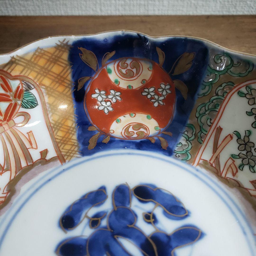 なます皿　江戸時代 色絵金彩 古伊万里 膾皿　 輪花　美品