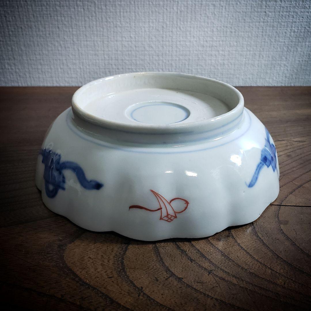 なます皿　江戸時代 色絵金彩 古伊万里 膾皿　 輪花　美品