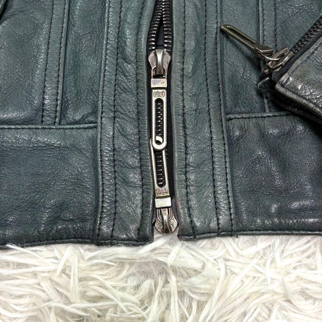 【美品/レア】ガラアーベント 牛革 シングル ライダースジャケット カーキ S