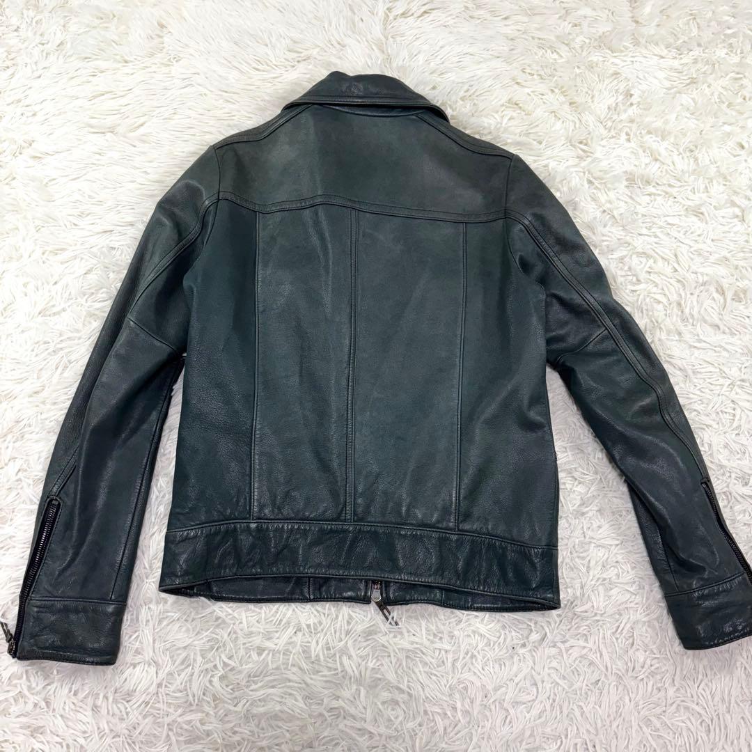 【美品/レア】ガラアーベント 牛革 シングル ライダースジャケット カーキ S