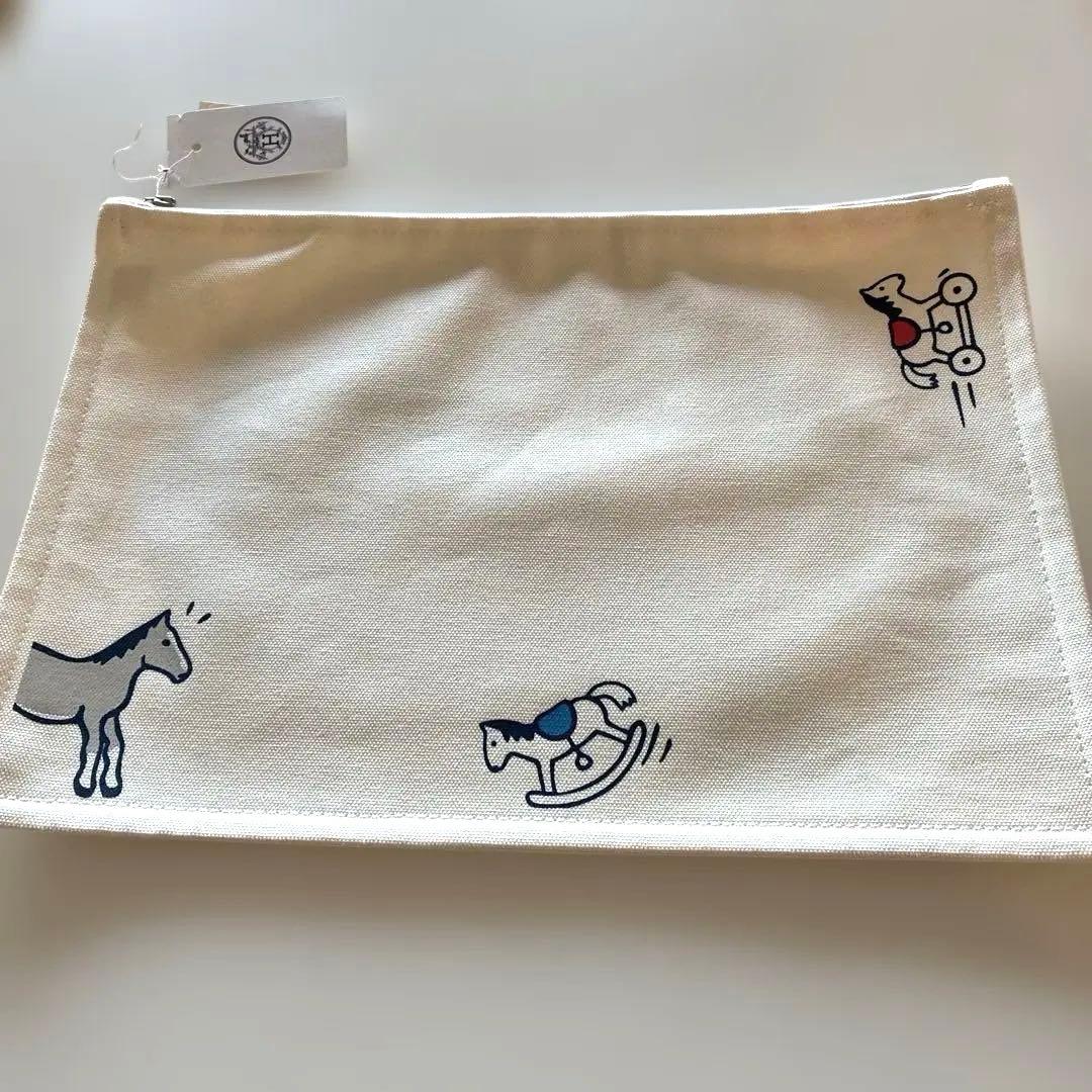 【HERMES】新品未使用 フラットポーチ ゆり木馬柄 GM