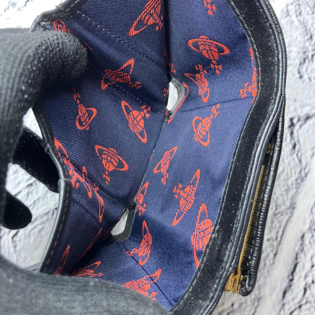 ヴィヴィアンウエストウッド✨がま口 オーブ ゴールド金具 三つ折り財布 本革 黒