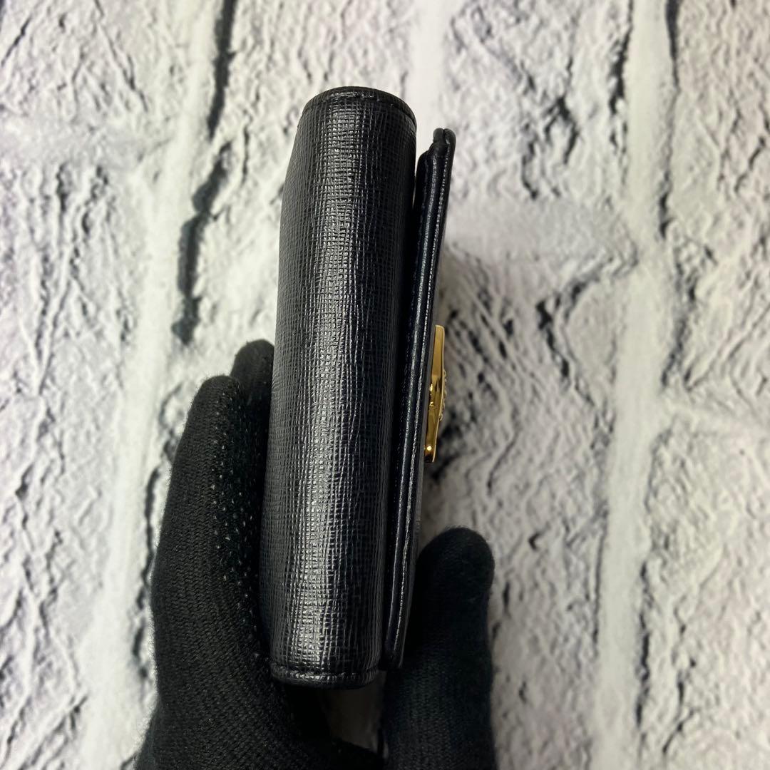 ヴィヴィアンウエストウッド✨がま口 オーブ ゴールド金具 三つ折り財布 本革 黒