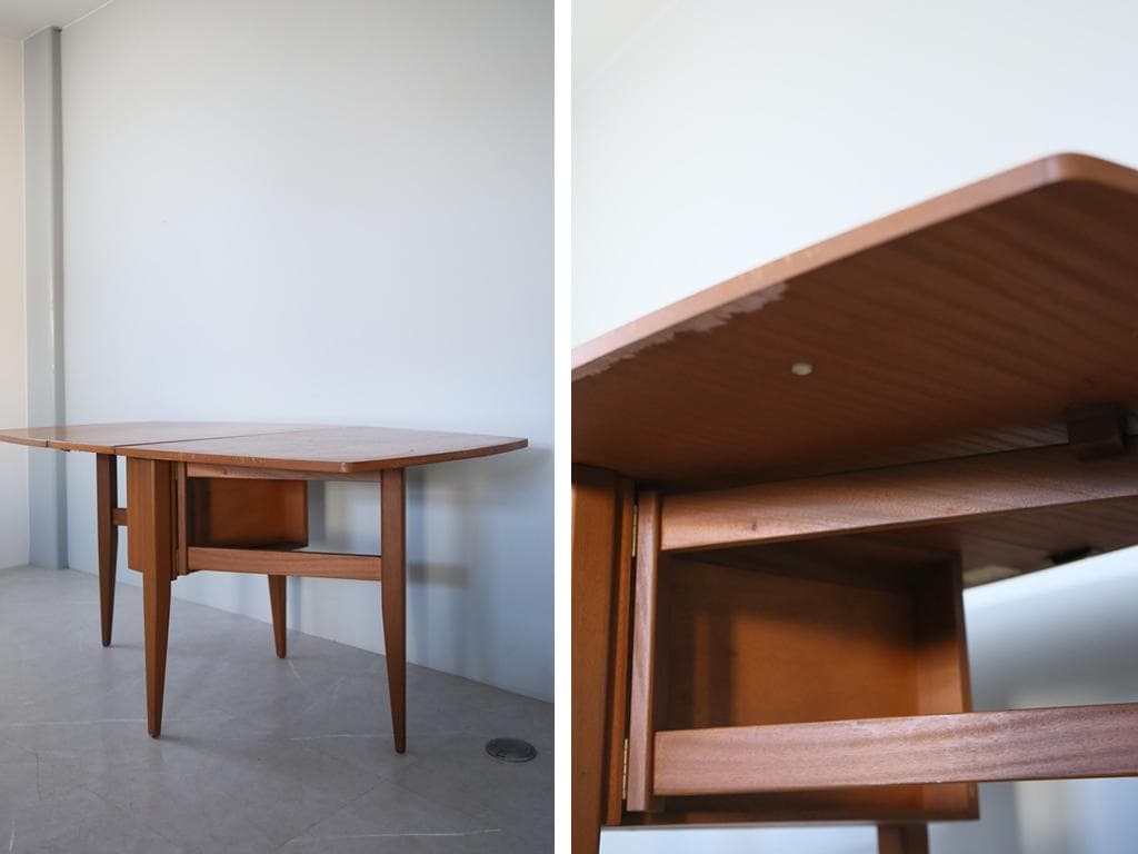 英国アンティーク木製ゲートレッグテーブル/ダイニング机バタフライ(91-91)