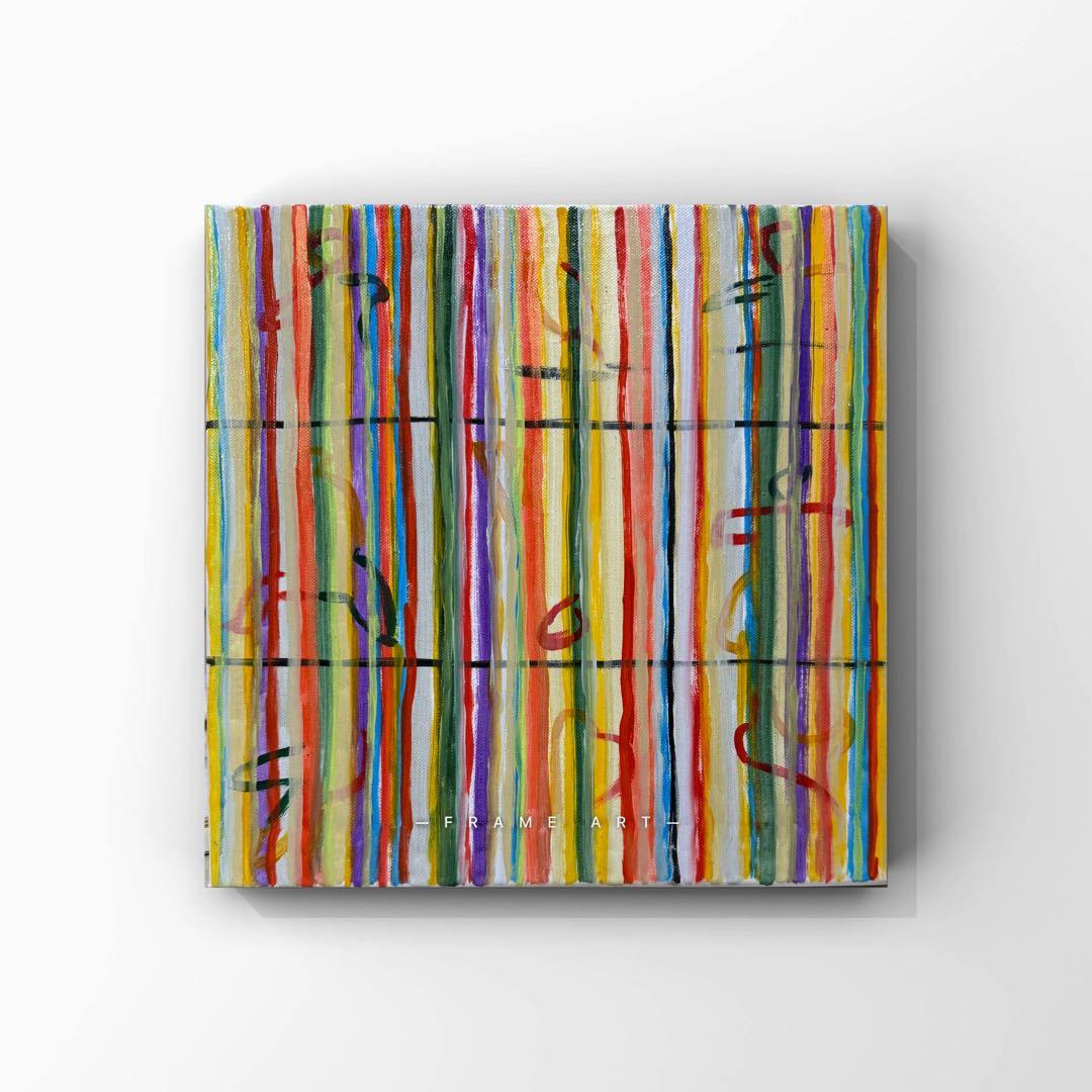 油画原画　30cm 「格子小人」