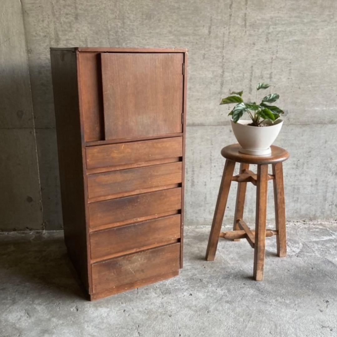 古いキャビネット チェスト ラック 箪笥 電話台 棚 木製 当時物 昭和 レトロ