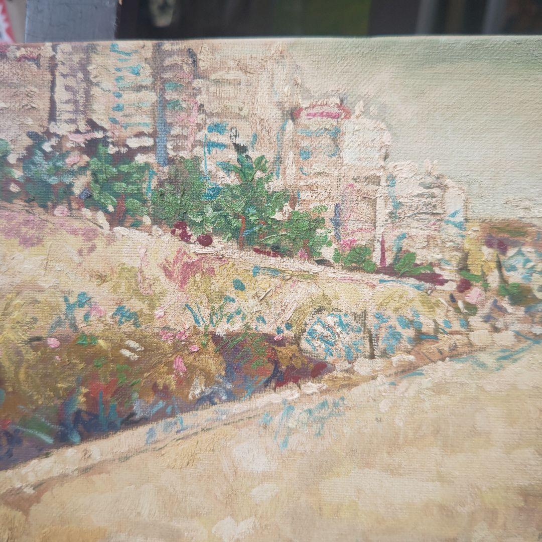 木村二朗、外国の優雅な海岸風景、１０号油彩