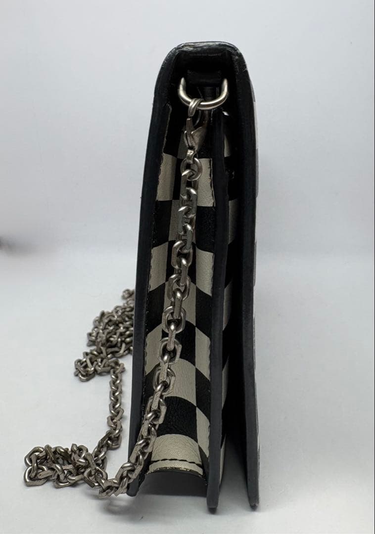 Christian Dior クリスチャンディオール 黒白チェーンウォレット