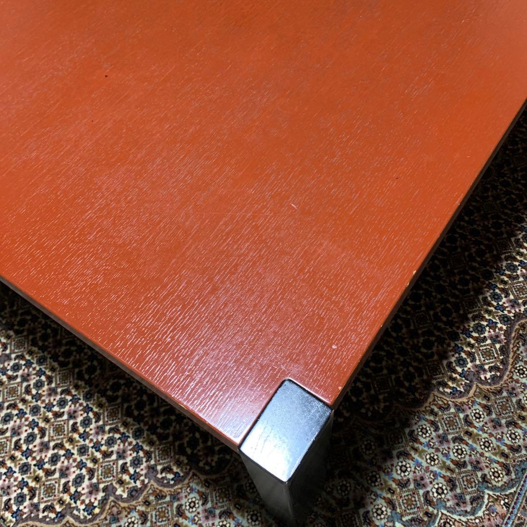 値下げ！木製 赤色 長方形座卓　折りたたみ脚　漆塗り