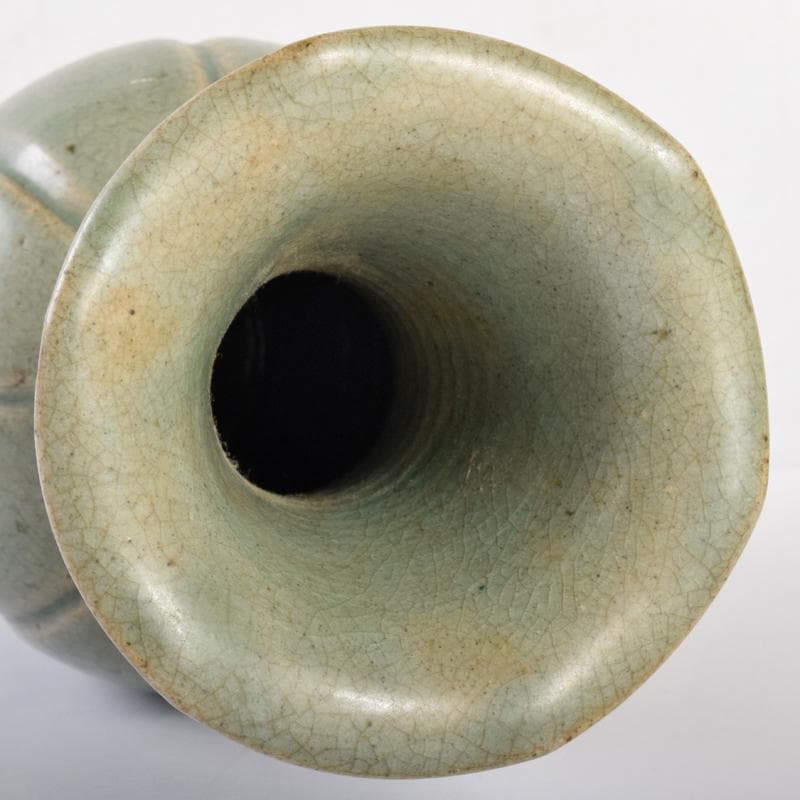 朝鮮美術　高麗青磁　瓜形　花口瓶　高さ約30㎝　F　R7572B