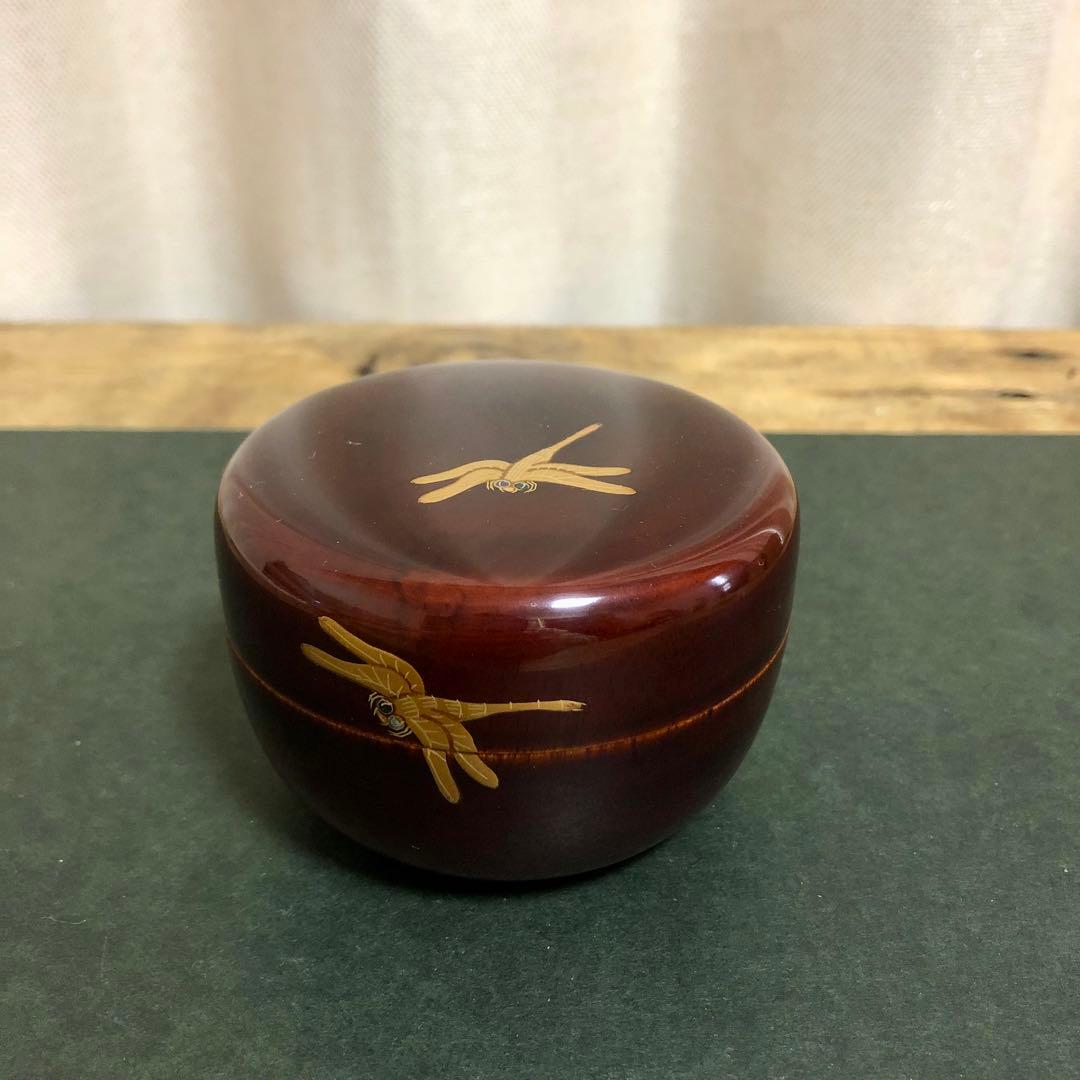 和田瑾斎 蜻蛉蒔絵平棗 共箱 茶道具