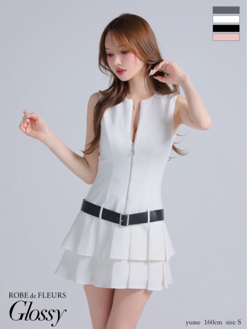 ROBE de FLEURS Glossy ホワイトドレス S