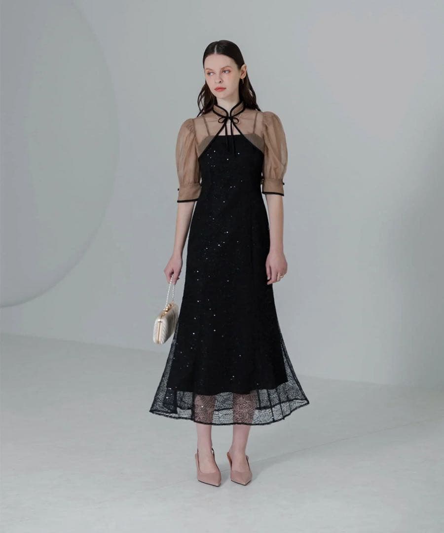 Leja スパンコールボタニカルマーメイドボレロ2WAYワンピースドレス