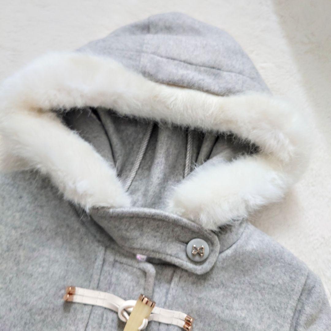 美品 mezzo piano 160 フェイクファー ダッフルコート ウール