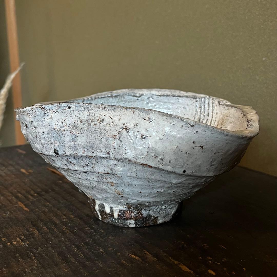 中川自然坊　粉引唐津擂鉢　共箱・栞（検:森岡成好　中里隆　水谷渉）