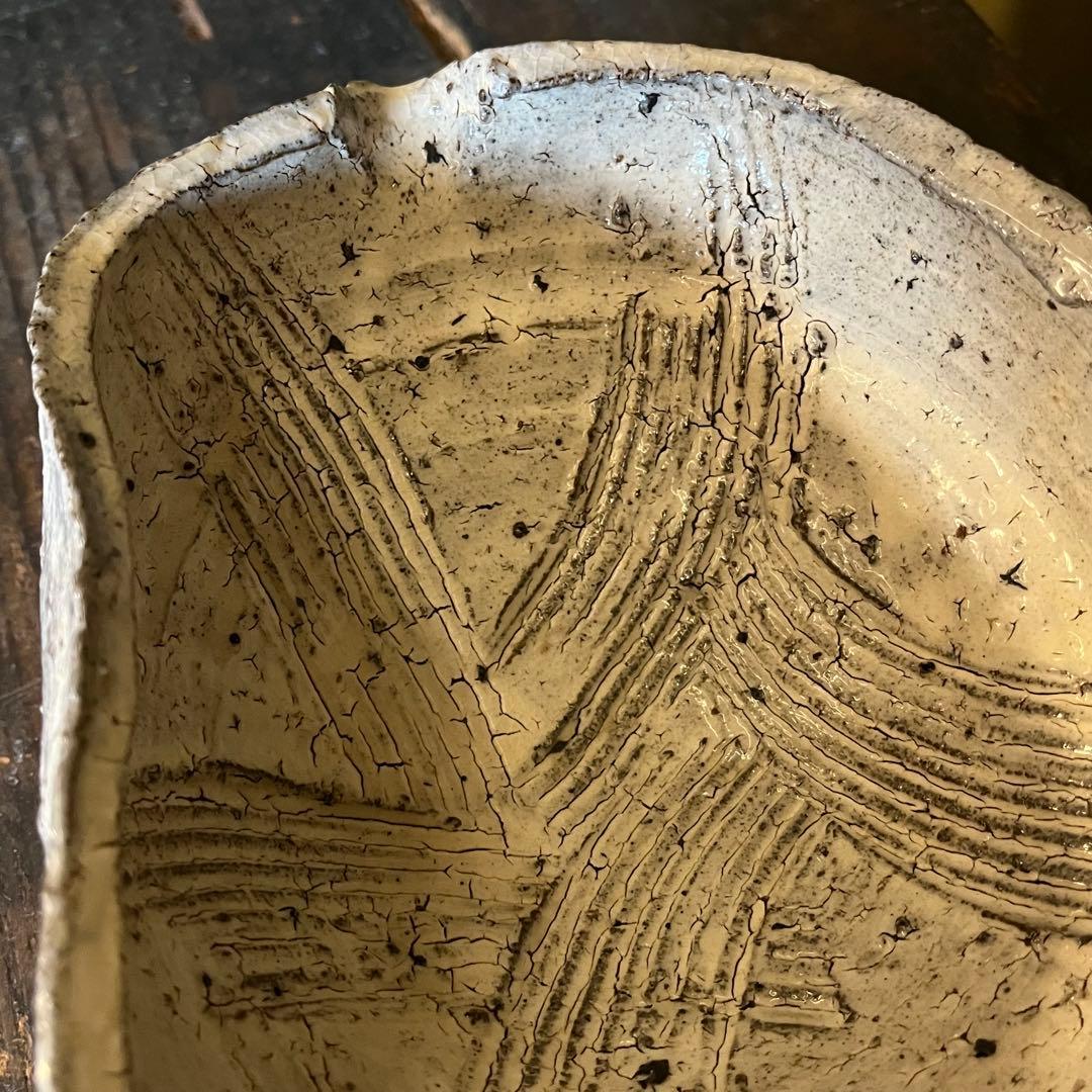 中川自然坊　粉引唐津擂鉢　共箱・栞（検:森岡成好　中里隆　水谷渉）