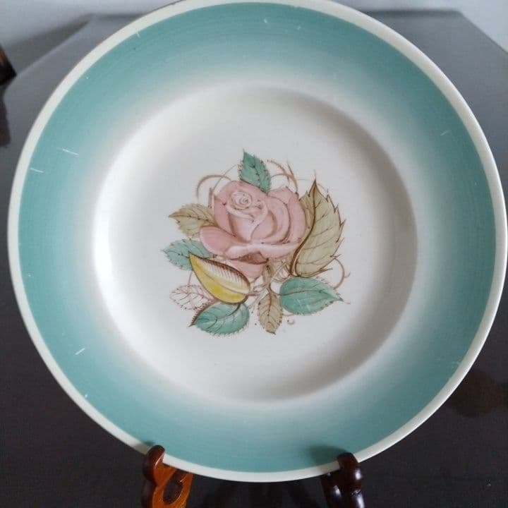 スージークーパー パトリシアローズグリーンプレート直径20センチ  アンティーク