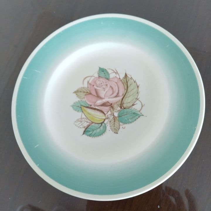 スージークーパー パトリシアローズグリーンプレート直径20センチ  アンティーク