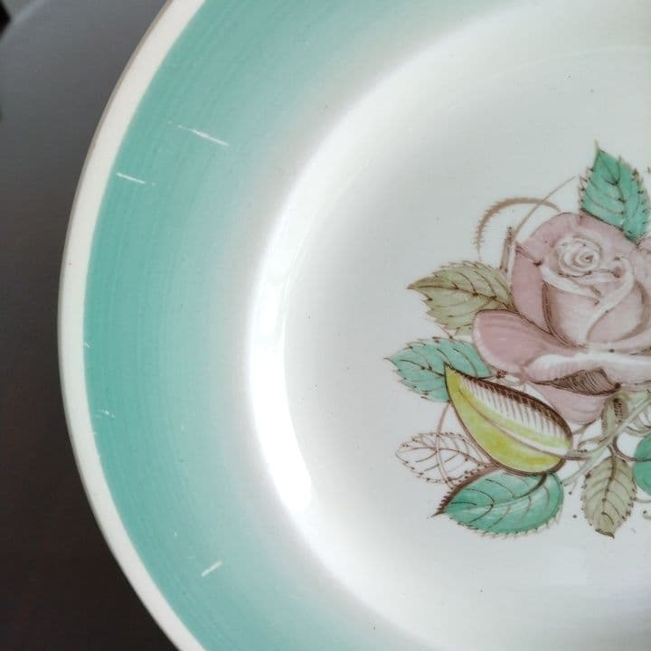 スージークーパー パトリシアローズグリーンプレート直径20センチ  アンティーク