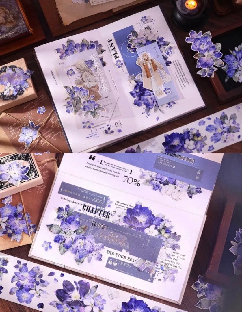 贝壳光 澜屿 ダイカット加工 5.5cm×6m 海外マステ　花