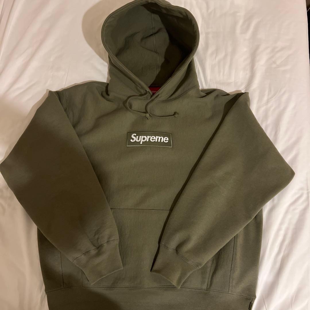 Supreme Box Logo パーカー ライトオリーブ M